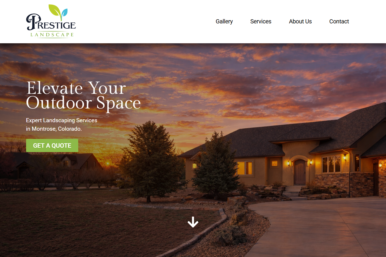 Prestige Landscape website screenshot